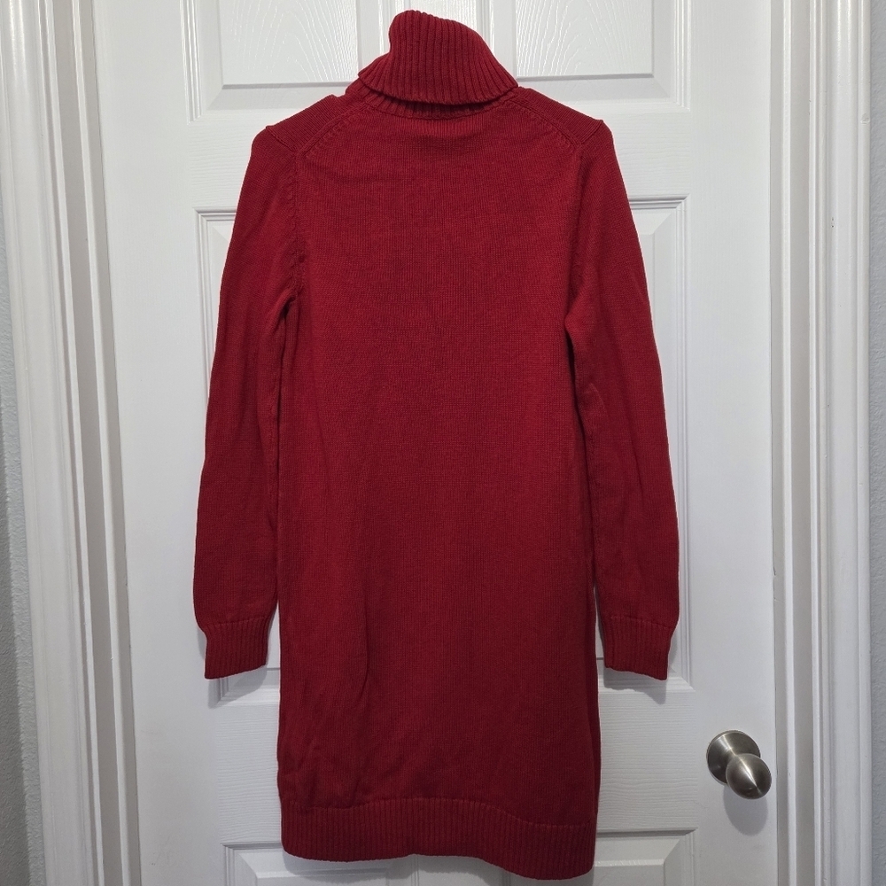 Polo Ralph Lauren Turtle Neck Wool Blend Knit Red Sweater Dress Size Small - Picture 6 of 10